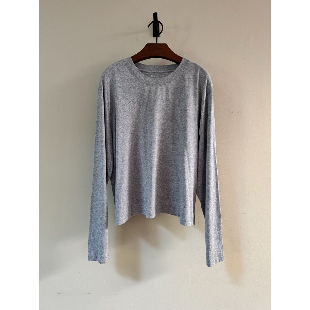 Quince Cotton Modal Relaxed Long Sleeve Tee in Heather Grey